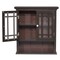Dark Espresso Wall Cabinet with Glass Doors and Open Shelf Modern Bathroom Storage Organizer MDF Mount